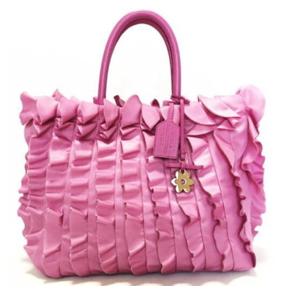 Prada frill tote bag pink Hawaii handbag flower charm nylon - Picture 1 of 1